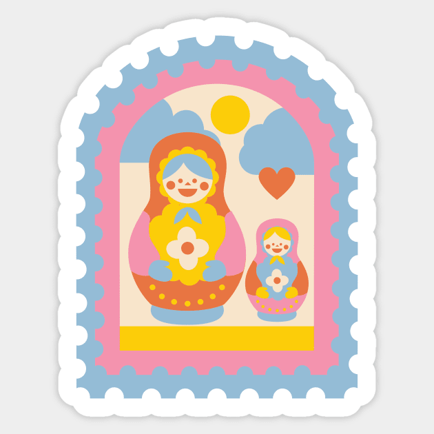 Cute Aesthetic Adorable Y2K 2000s Russian Matryoshka Stacking Doll Sticker by shopY2K